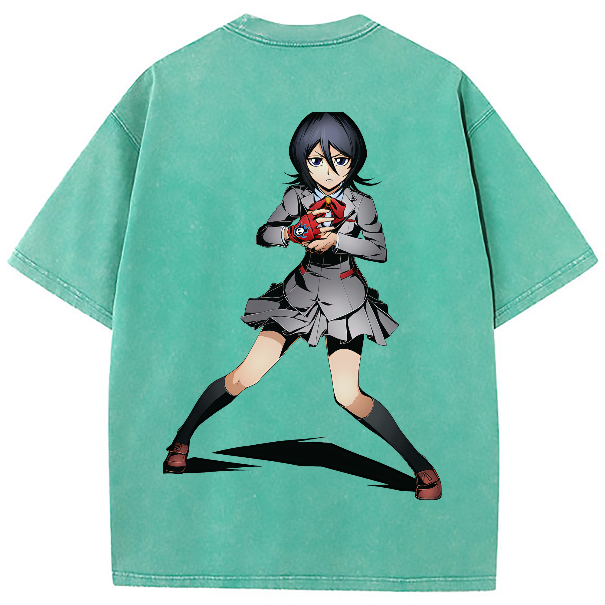 （画像用） ブリーチ 朽木ルキア BLEACH Kuchiki Rukia 綿100% ヴィンテージ風 半袖Tシャツ（背面プリント）